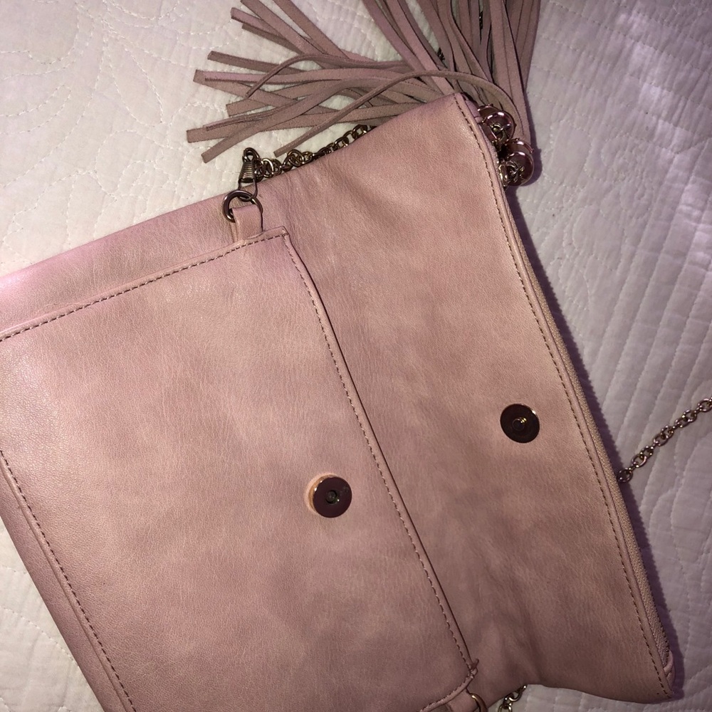 LIGHT PINK FOLDED LEATHER CROSS BODY BAG - Picture 3 of 9